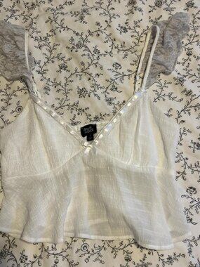 White lace cami top with adjustable straps #lace...